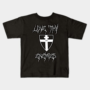 Love Thy Enemies Black Metal Orthodox Cross Shield Eirene Kids T-Shirt